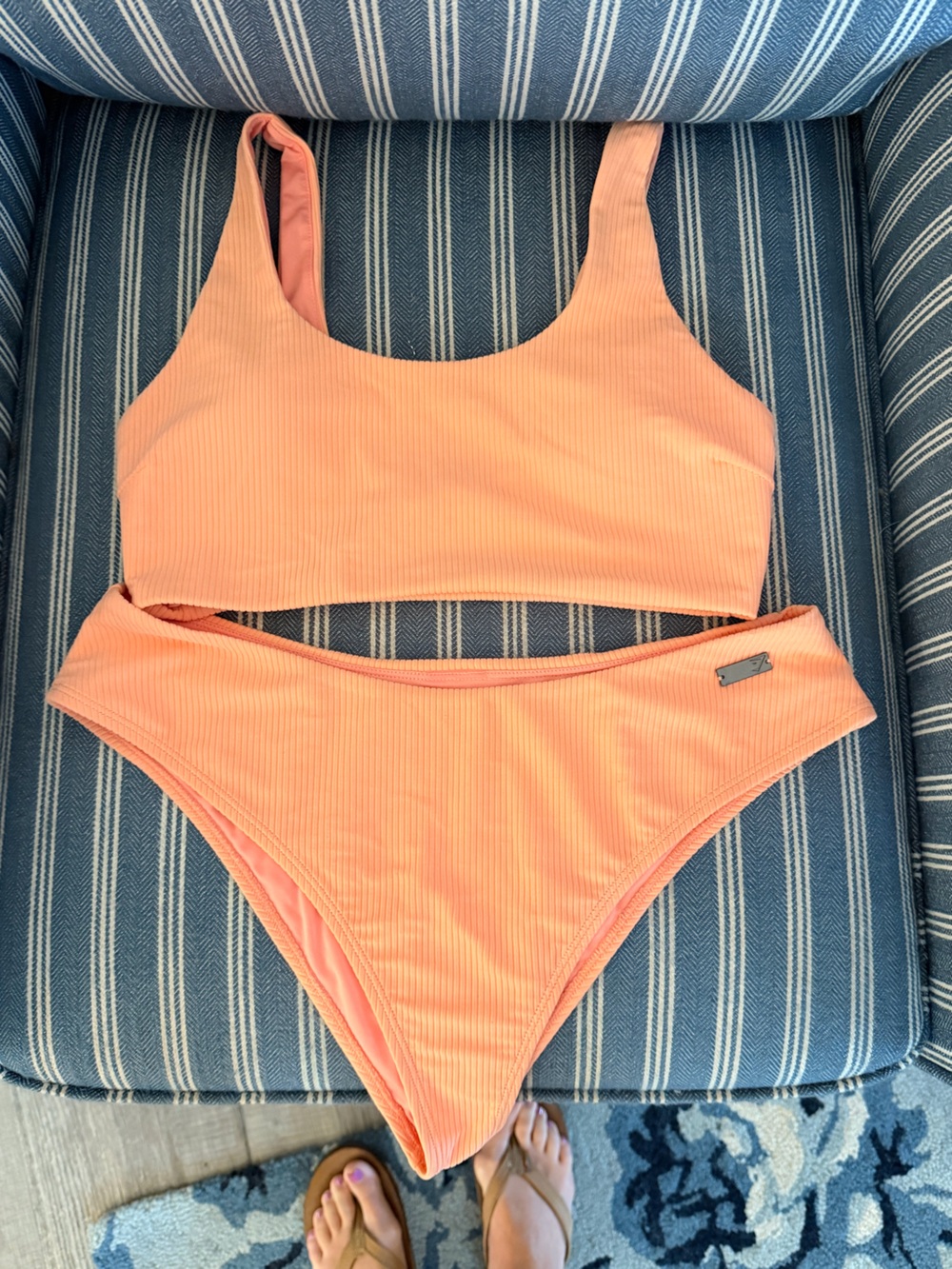 Gymshark Ribbed Peach Orange Scoop Bikini Set